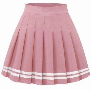 Pink Pleated Mini Skirt w/ White Stripes High Rise Tennis  XS 🔥SALE🔥 NIB​